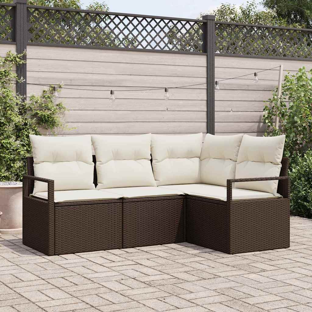 Bankstel 4 pcs Bruin poly rattan is nu te koop bij PeponiXL, paradijselijk wonen!