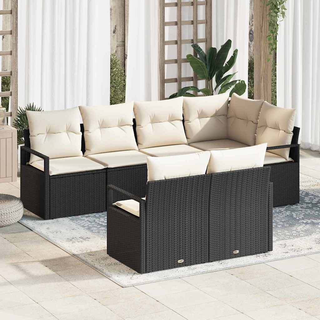 Bankstel 7 st Zwart poly rattan is nu te koop bij PeponiXL, paradijselijk wonen!
