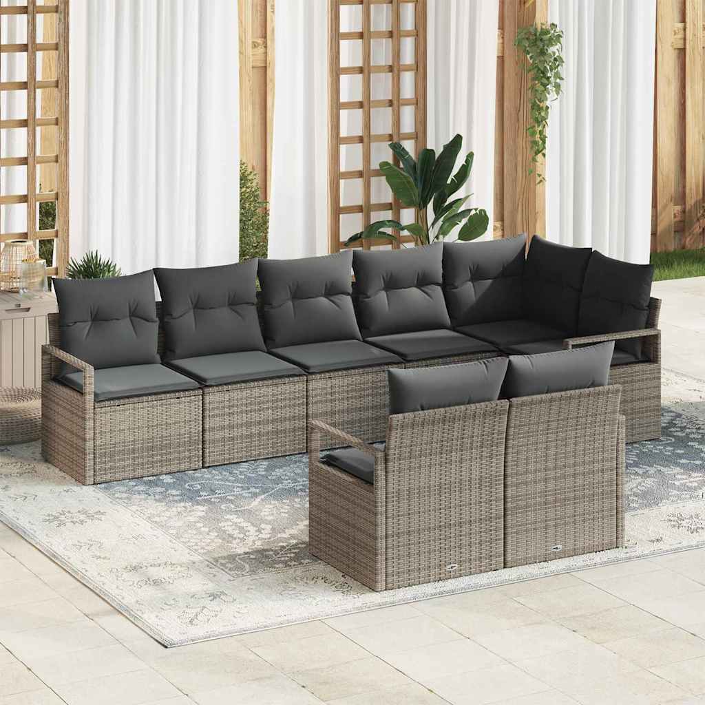 Bankstel 8 pcs Grijs poly rattan is nu te koop bij PeponiXL, paradijselijk wonen!