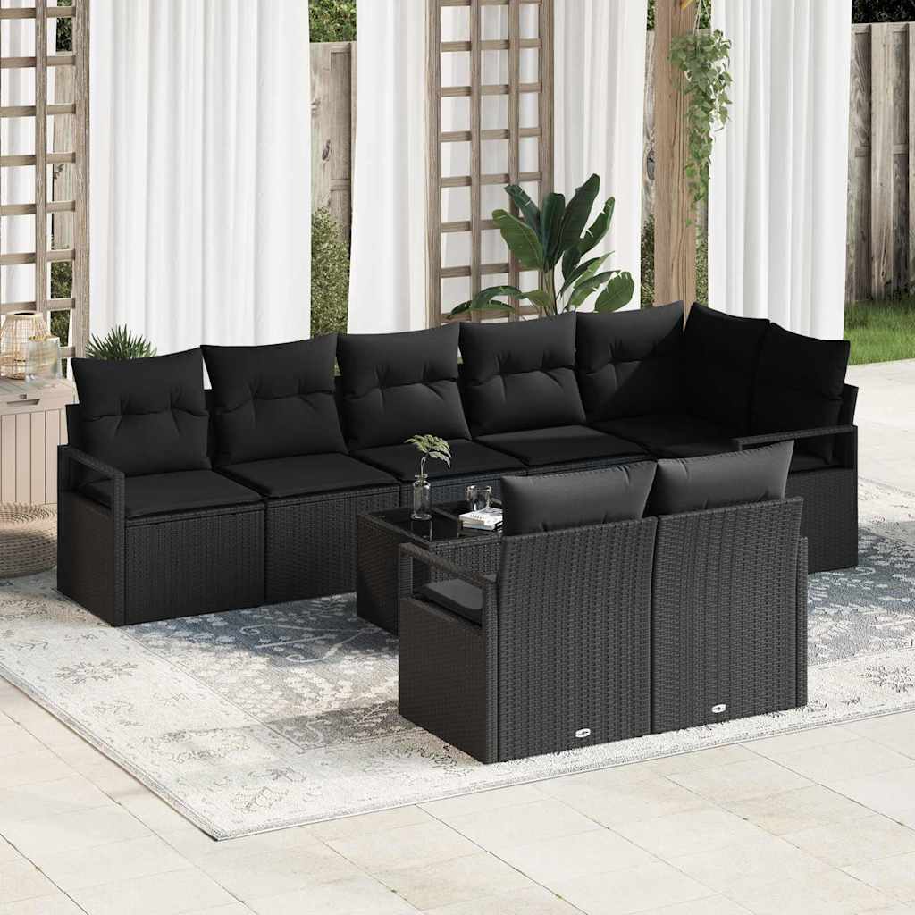 Bankstel met kussen 9 pcs Zwart poly rattan is nu te koop bij PeponiXL, paradijselijk wonen!