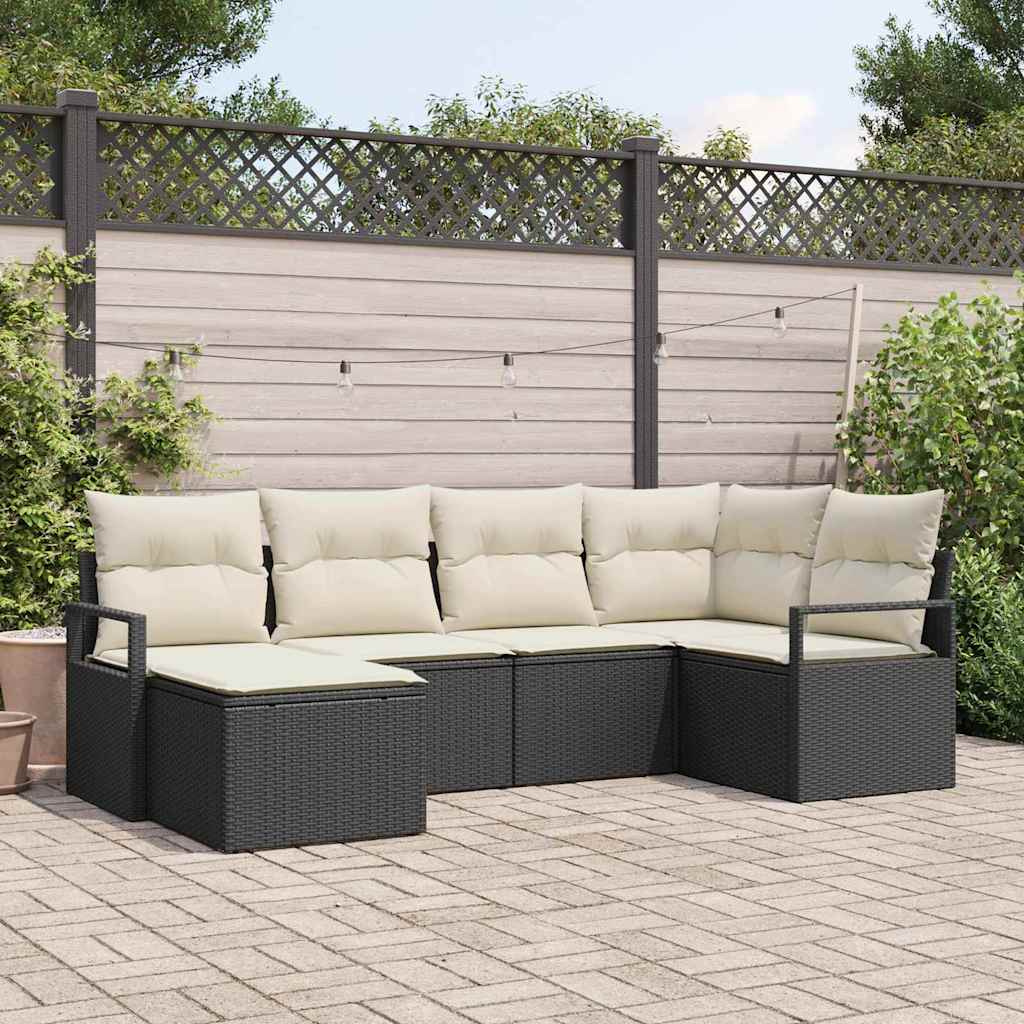 Bankstel 6 st Zwart poly rattan is nu te koop bij PeponiXL, paradijselijk wonen!