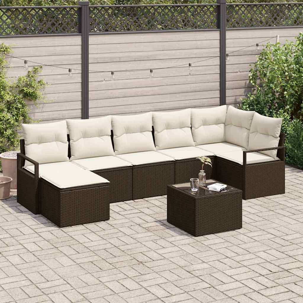 Bankstel 8 pcs Bruin poly rattan is nu te koop bij PeponiXL, paradijselijk wonen!