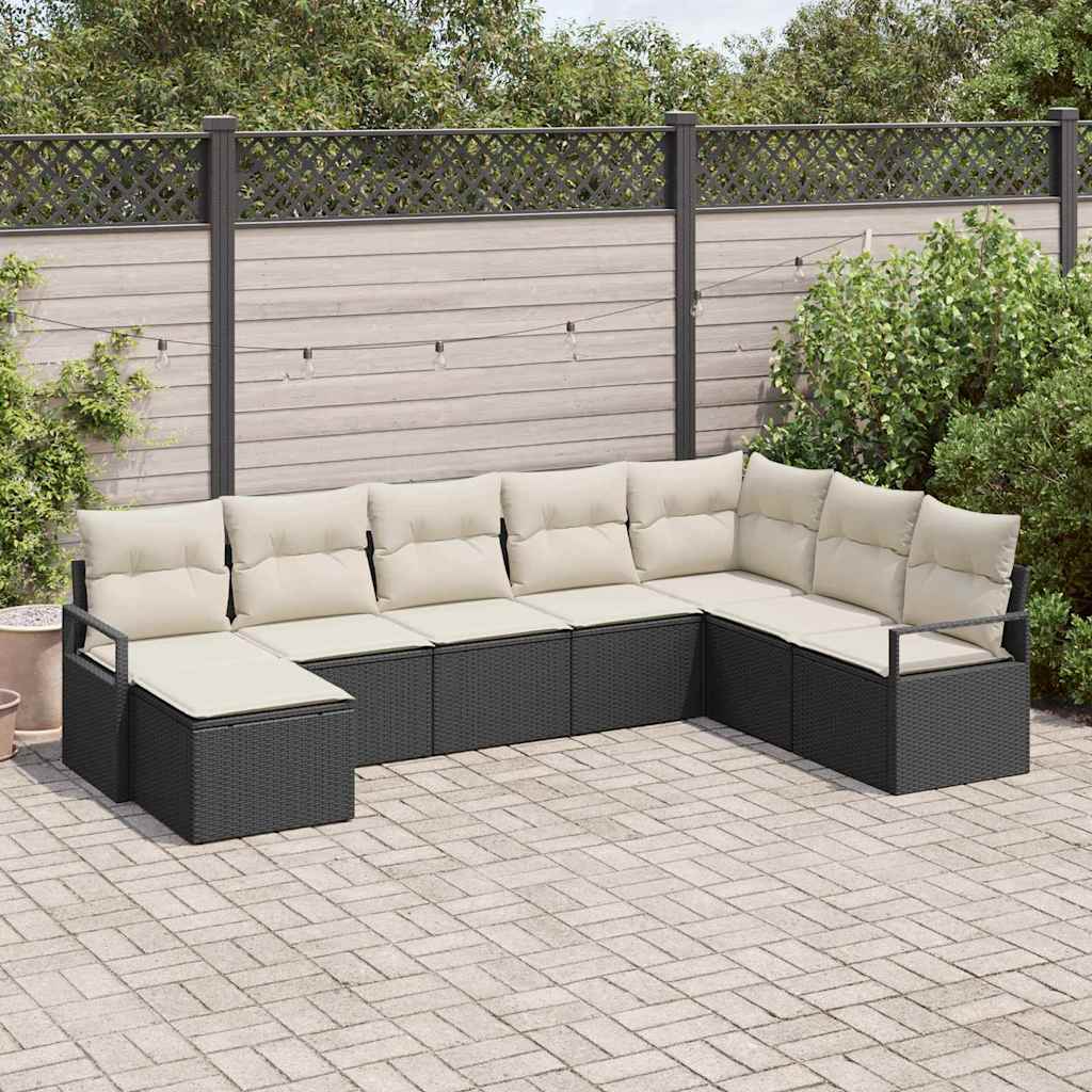 Bankstel 8 st Zwart poly rattan is nu te koop bij PeponiXL, paradijselijk wonen!