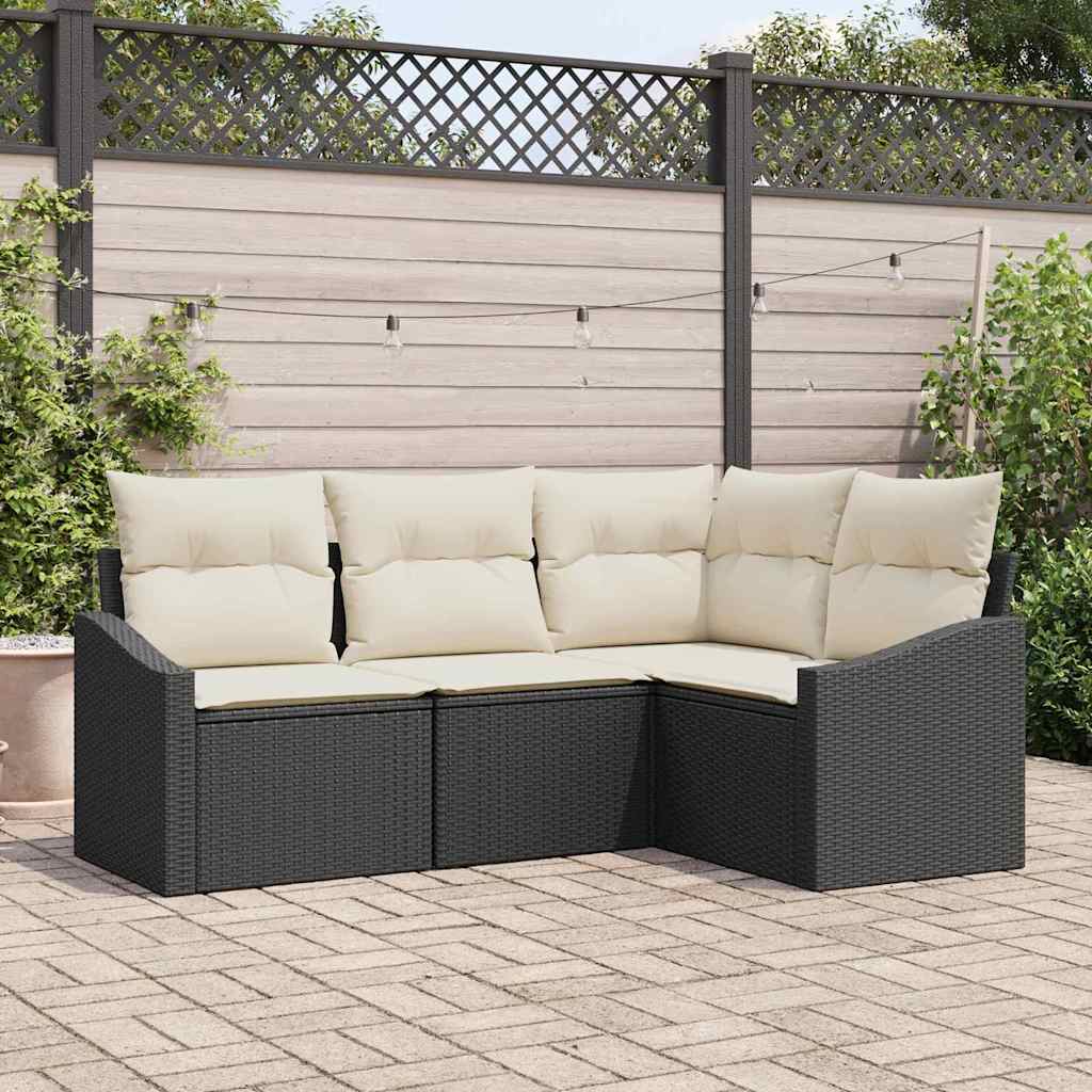 Bankstel 4 st Zwart poly rattan is nu te koop bij PeponiXL, paradijselijk wonen!