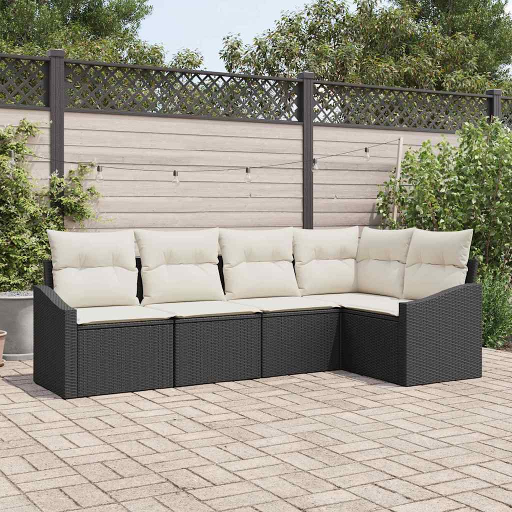 Bankstel 5 st Zwart poly rattan is nu te koop bij PeponiXL, paradijselijk wonen!