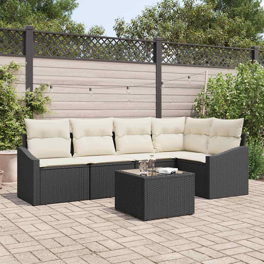 Bankstel 6 st Zwart poly rattan is nu te koop bij PeponiXL, paradijselijk wonen!