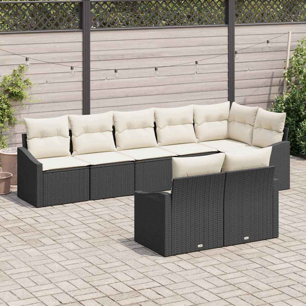Bankstel met kussen 8 pcs Zwart poly rattan is nu te koop bij PeponiXL, paradijselijk wonen!