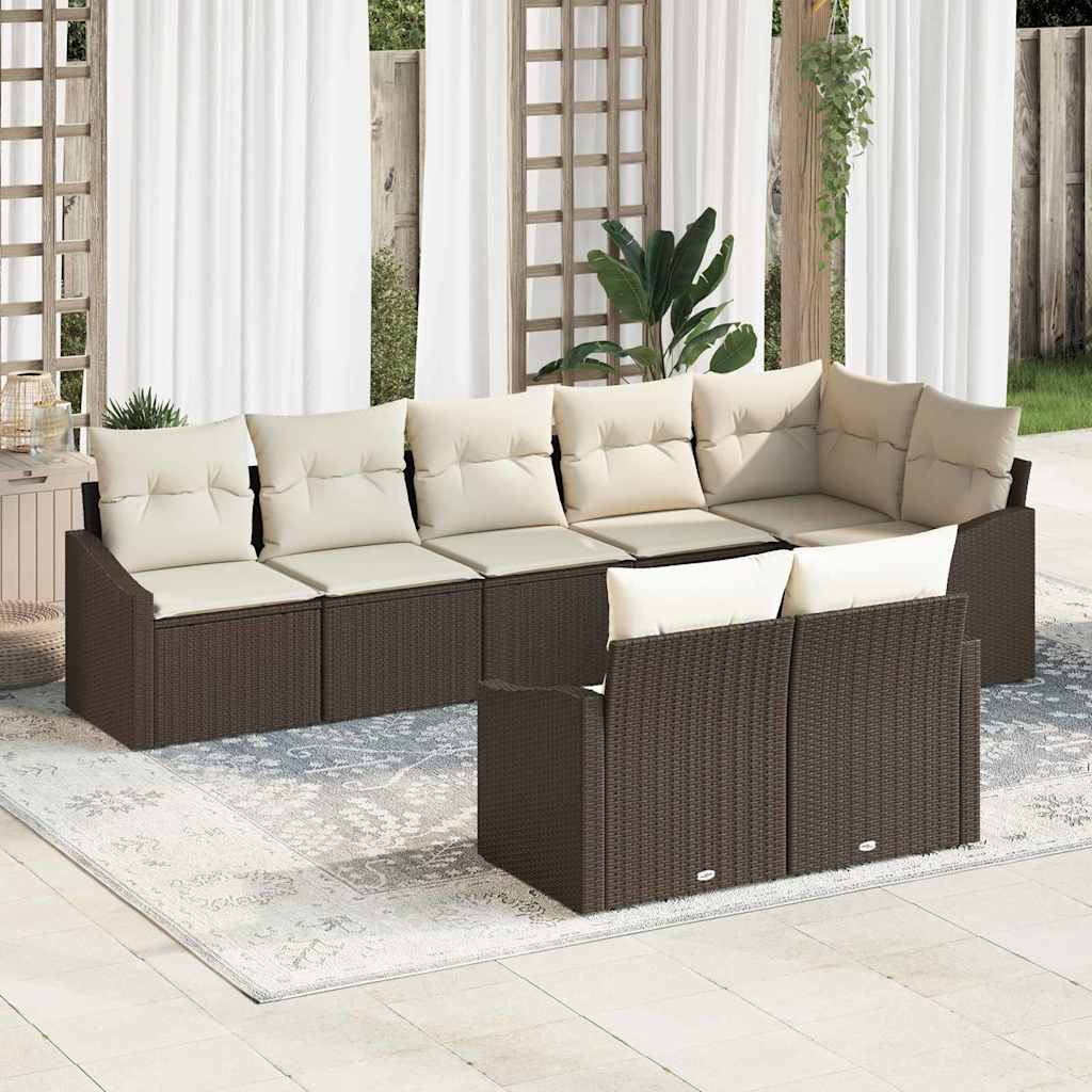 Bankstel met kussen 8 pcs Bruin poly rattan is nu te koop bij PeponiXL, paradijselijk wonen!