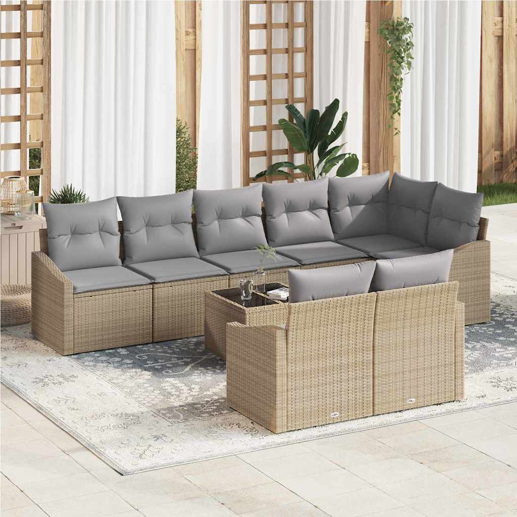 Bankstel met kussen 9 pcs Beige poly rattan is nu te koop bij PeponiXL, paradijselijk wonen!