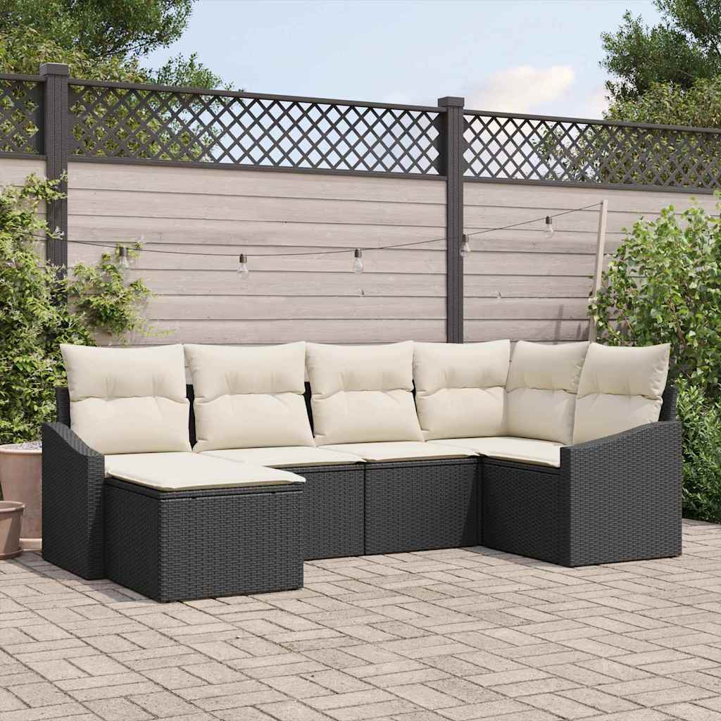 Bankstel 6 st Zwart poly rattan is nu te koop bij PeponiXL, paradijselijk wonen!