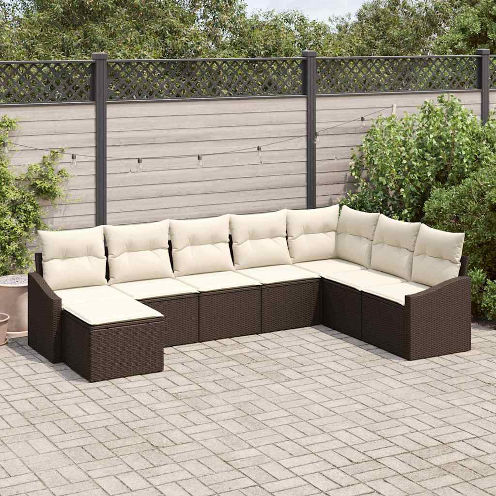 Bankstel met kussen 8 pcs Bruin poly rattan is nu te koop bij PeponiXL, paradijselijk wonen!