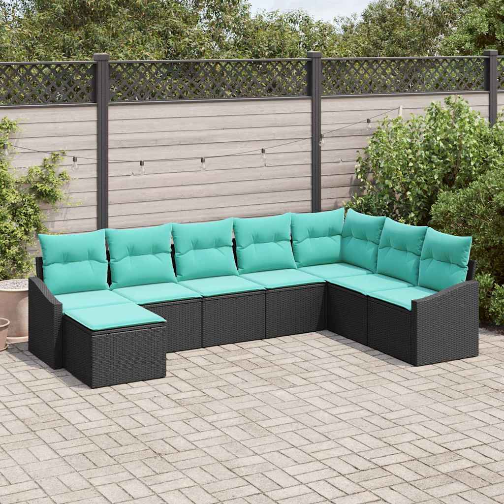 Bankstel met kussen 8 pcs Zwart poly rattan is nu te koop bij PeponiXL, paradijselijk wonen!