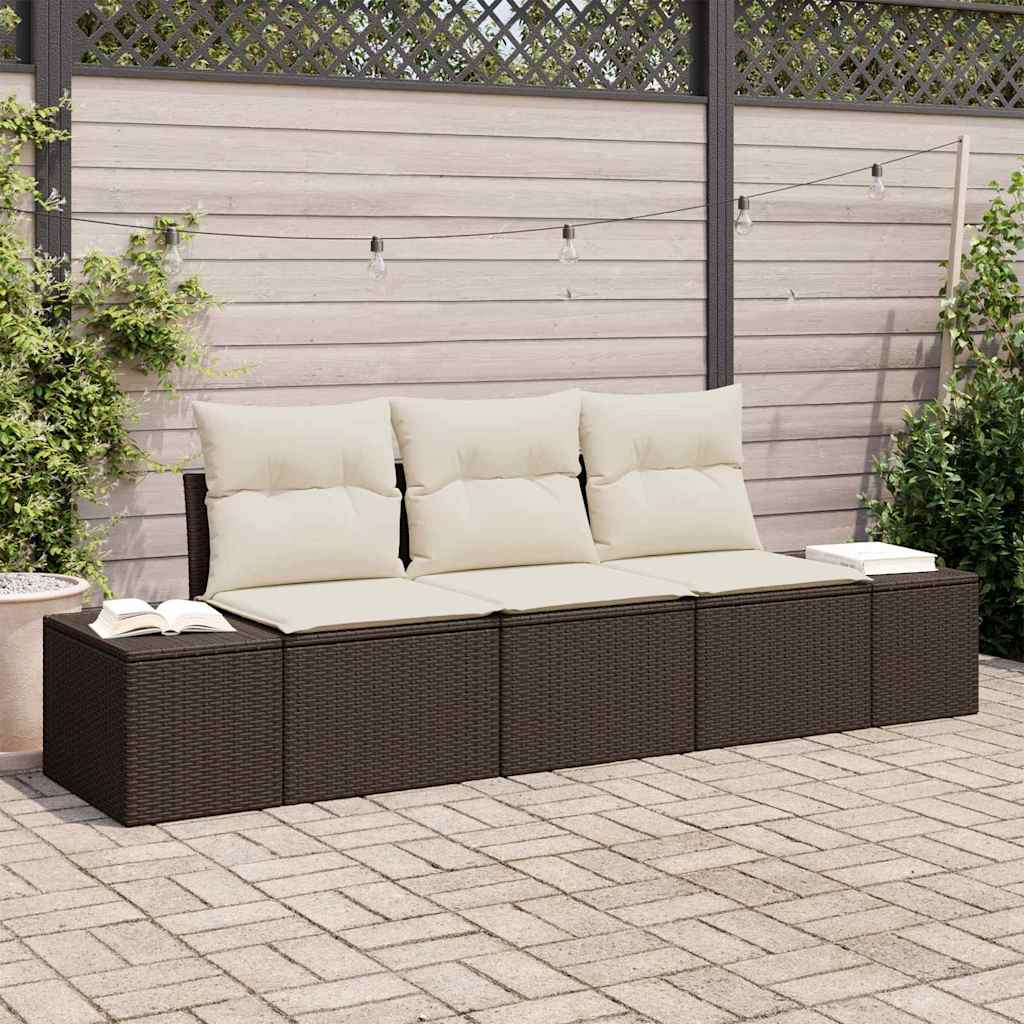 Bankstel met kussen 3 pcs Bruin poly rattan is nu te koop bij PeponiXL, paradijselijk wonen!