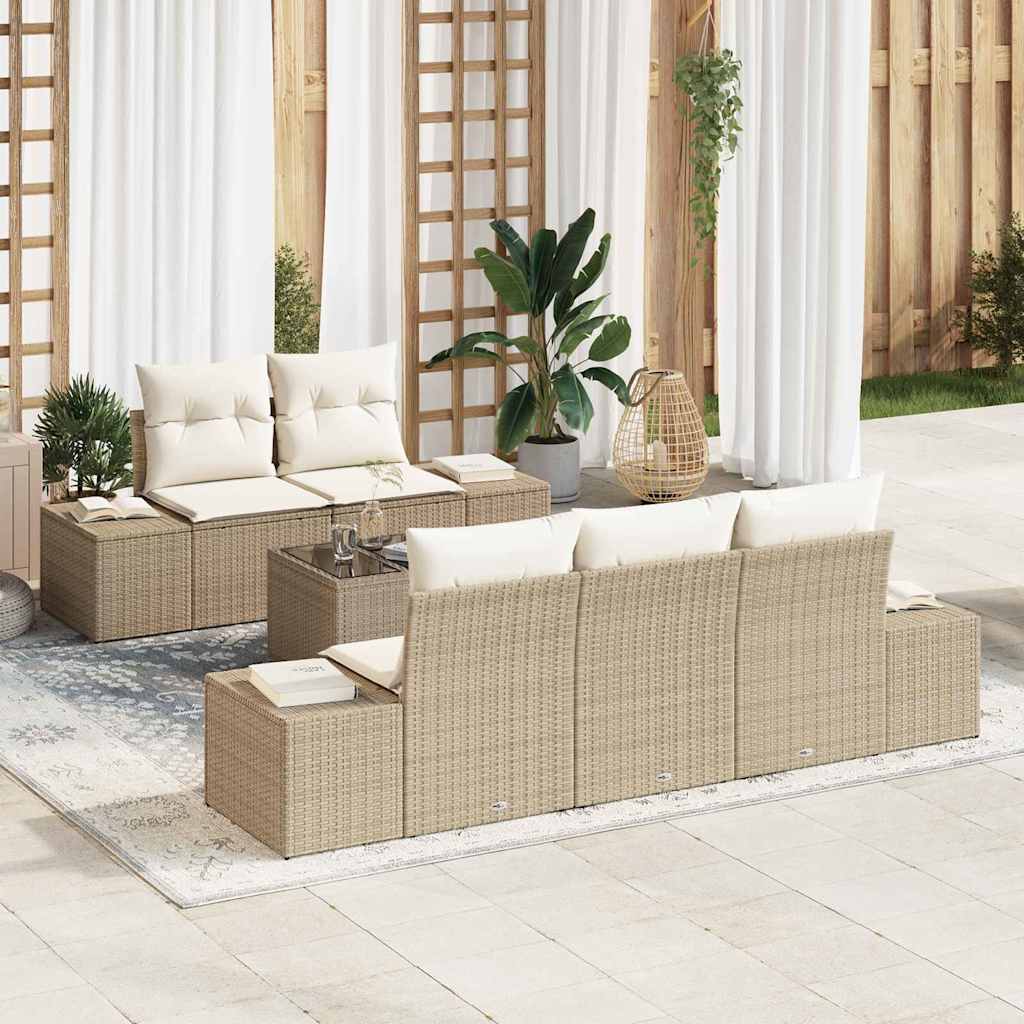 Tuin Sofa Set met kussen Beige poly rattan is nu te koop bij PeponiXL, paradijselijk wonen!