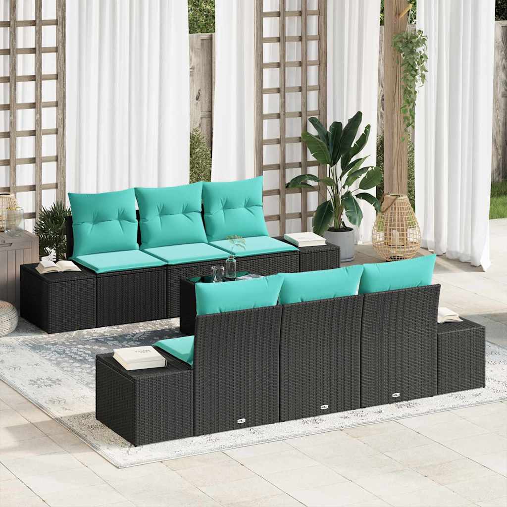 Tuin Sofa Set 7 st Zwart poly rattan is nu te koop bij PeponiXL, paradijselijk wonen!