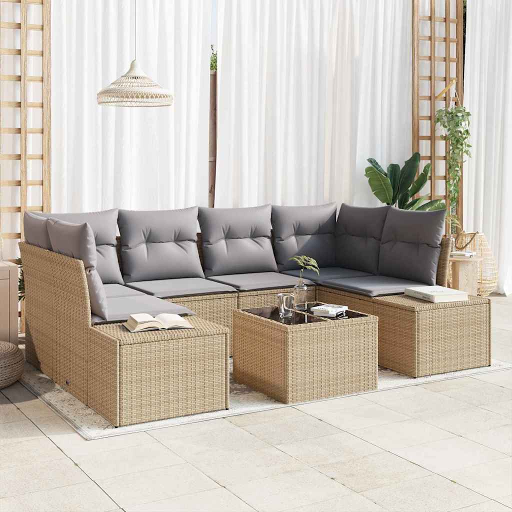 Tuin Sofa Set met kussen 7 pcs Beige poly rattan is nu te koop bij PeponiXL, paradijselijk wonen!