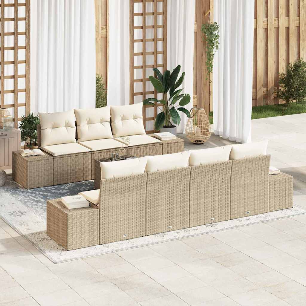 Tuin Sofa Set met kussen 8 pcs Beige poly rattan is nu te koop bij PeponiXL, paradijselijk wonen!