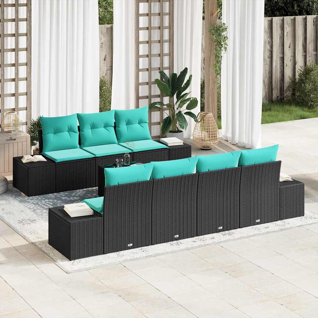 Tuin Sofa Set 8 st Zwart poly rattan is nu te koop bij PeponiXL, paradijselijk wonen!