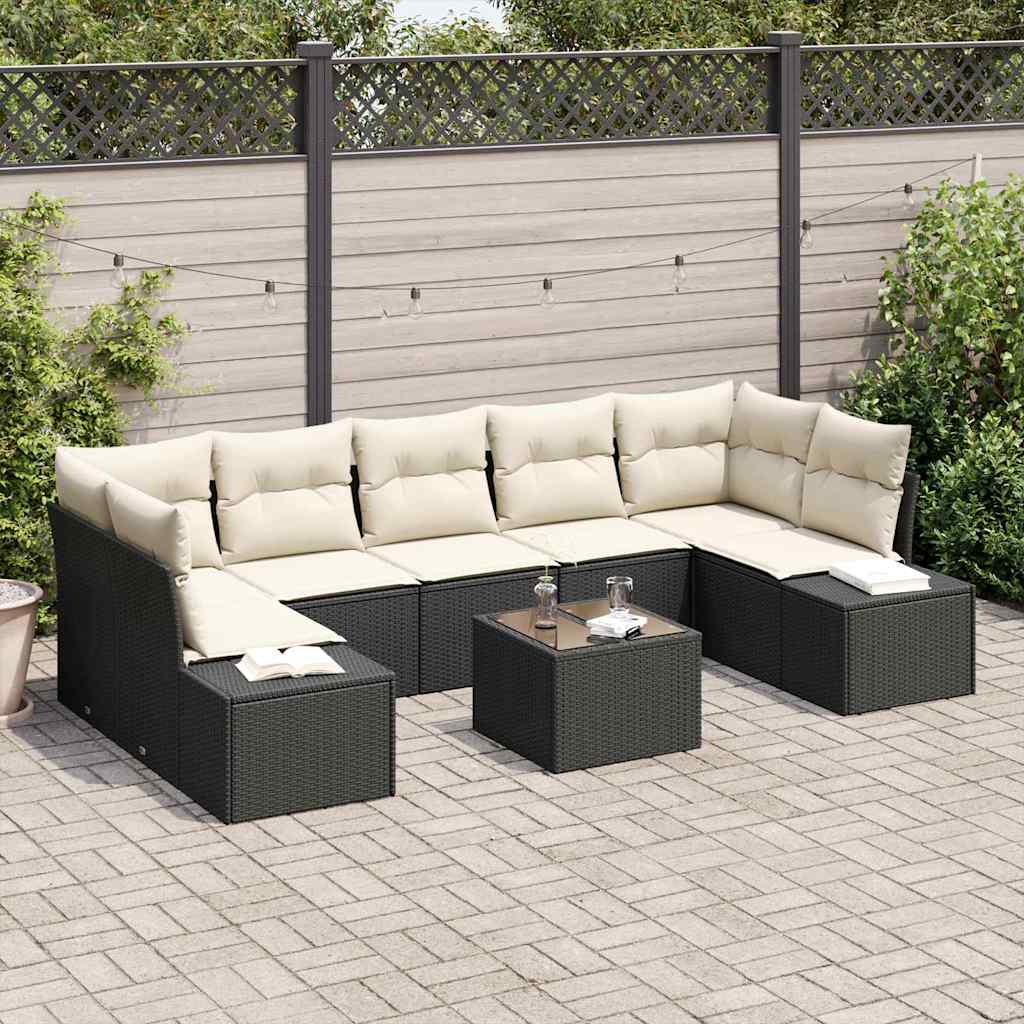 Tuin Sofa Set 8 st Zwart poly rattan is nu te koop bij PeponiXL, paradijselijk wonen!