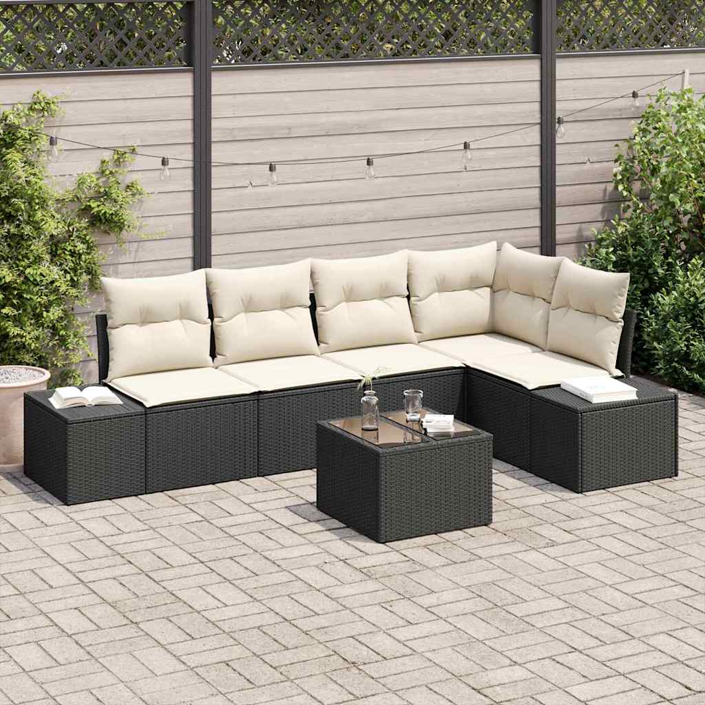 Tuin Sofa Set 6 st Zwart poly rattan is nu te koop bij PeponiXL, paradijselijk wonen!