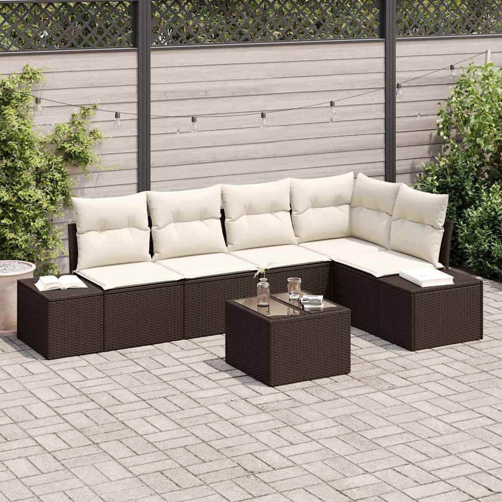 Tuin Sofa Set 6 pcs Bruin poly rattan is nu te koop bij PeponiXL, paradijselijk wonen!