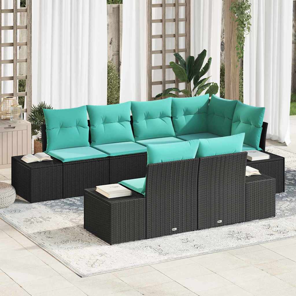 Tuin Sofa Set 7 st Zwart poly rattan is nu te koop bij PeponiXL, paradijselijk wonen!