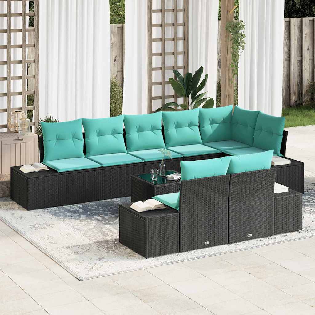 Tuin Sofa Set 9 st Zwart poly rattan is nu te koop bij PeponiXL, paradijselijk wonen!