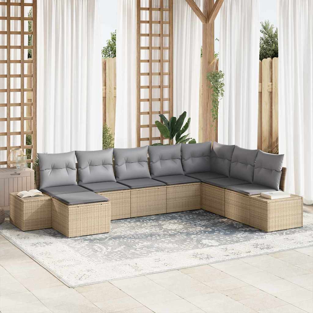 Tuin Sofa Set met kussen 8 pcs poly rattan is nu te koop bij PeponiXL, paradijselijk wonen!