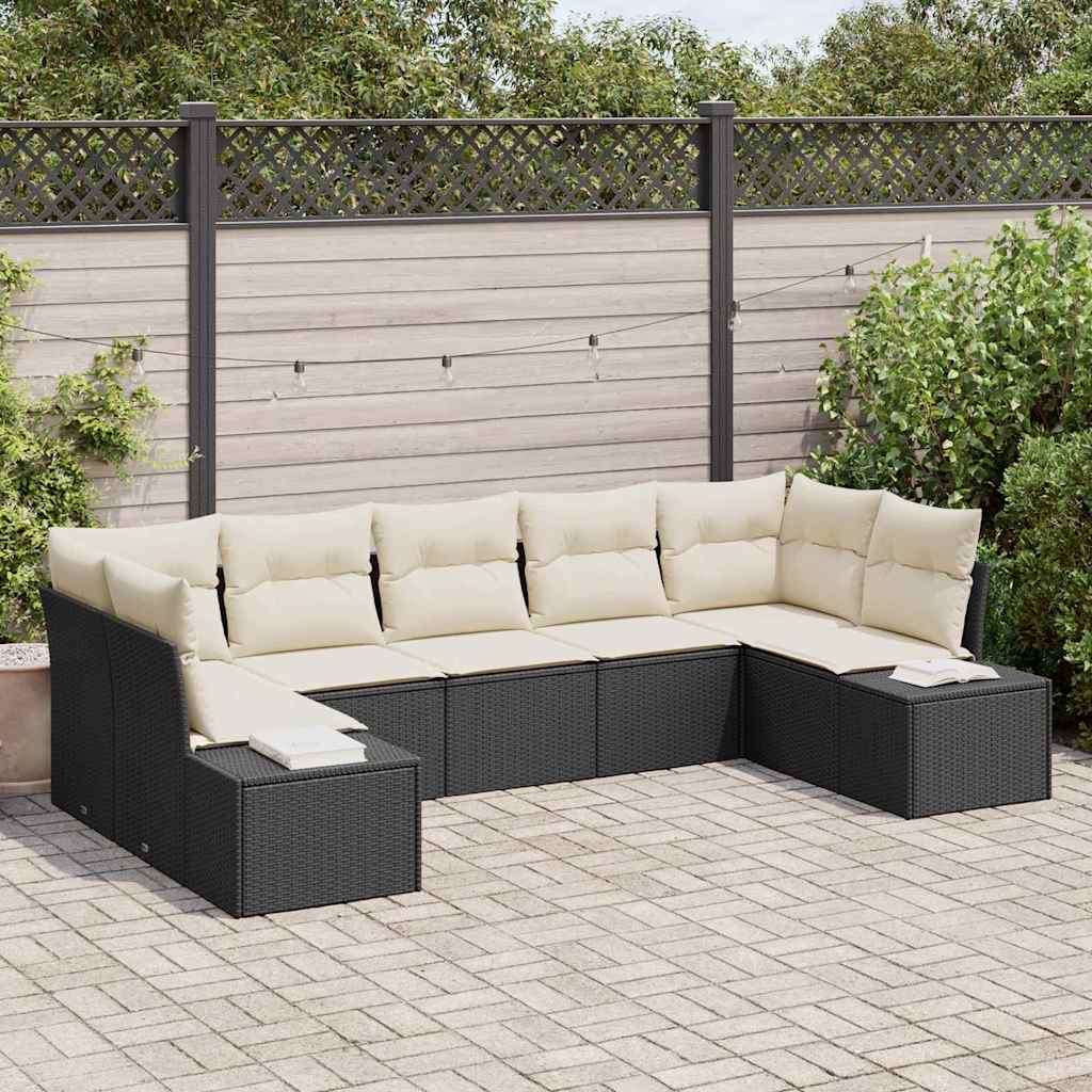 Tuin Sofa Set 7 st Zwart poly rattan is nu te koop bij PeponiXL, paradijselijk wonen!