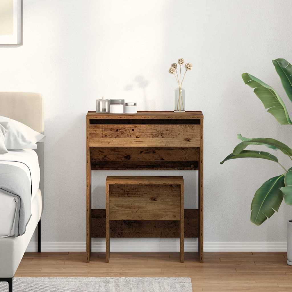 Kaptafel met lade Oud Hout 60 x 40 x 75 cm Bewerkt hout is nu te koop bij PeponiXL, paradijselijk wonen!