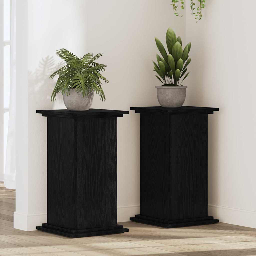 Plantenstandaard Zwart Eiken 33 x 33 x 60 cm Bewerkt hout is nu te koop bij PeponiXL, paradijselijk wonen!