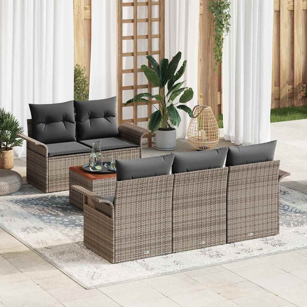 Tuinbankenset met kussen 6 pcs Grijs poly rattan is nu te koop bij PeponiXL, paradijselijk wonen!