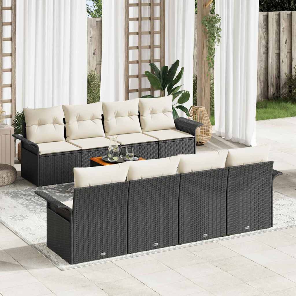 Tuinbankenset met kussen 9 pcs Zwart poly rattan is nu te koop bij PeponiXL, paradijselijk wonen!