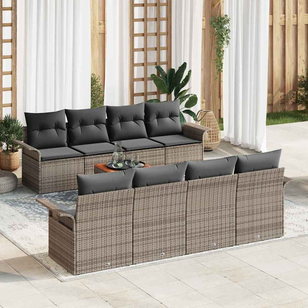 Tuinbankenset met kussen 9 pcs Grijs poly rattan is nu te koop bij PeponiXL, paradijselijk wonen!