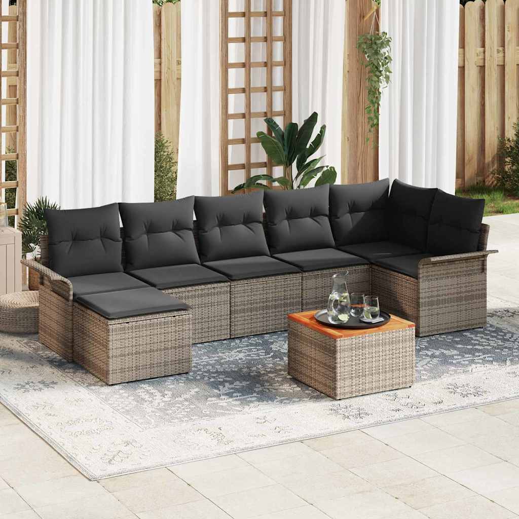 Tuinbankenset met kussen 8 pcs Grijs poly rattan is nu te koop bij PeponiXL, paradijselijk wonen!