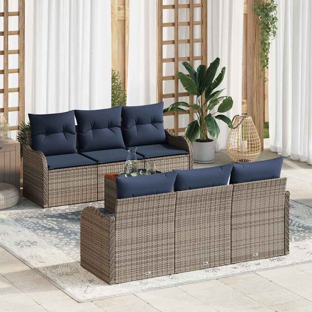 Tuinbankenset 7 st Grijs poly rattan is nu te koop bij PeponiXL, paradijselijk wonen!