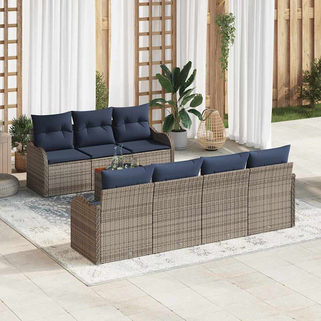 Tuinbankenset 8 st Grijs poly rattan is nu te koop bij PeponiXL, paradijselijk wonen!