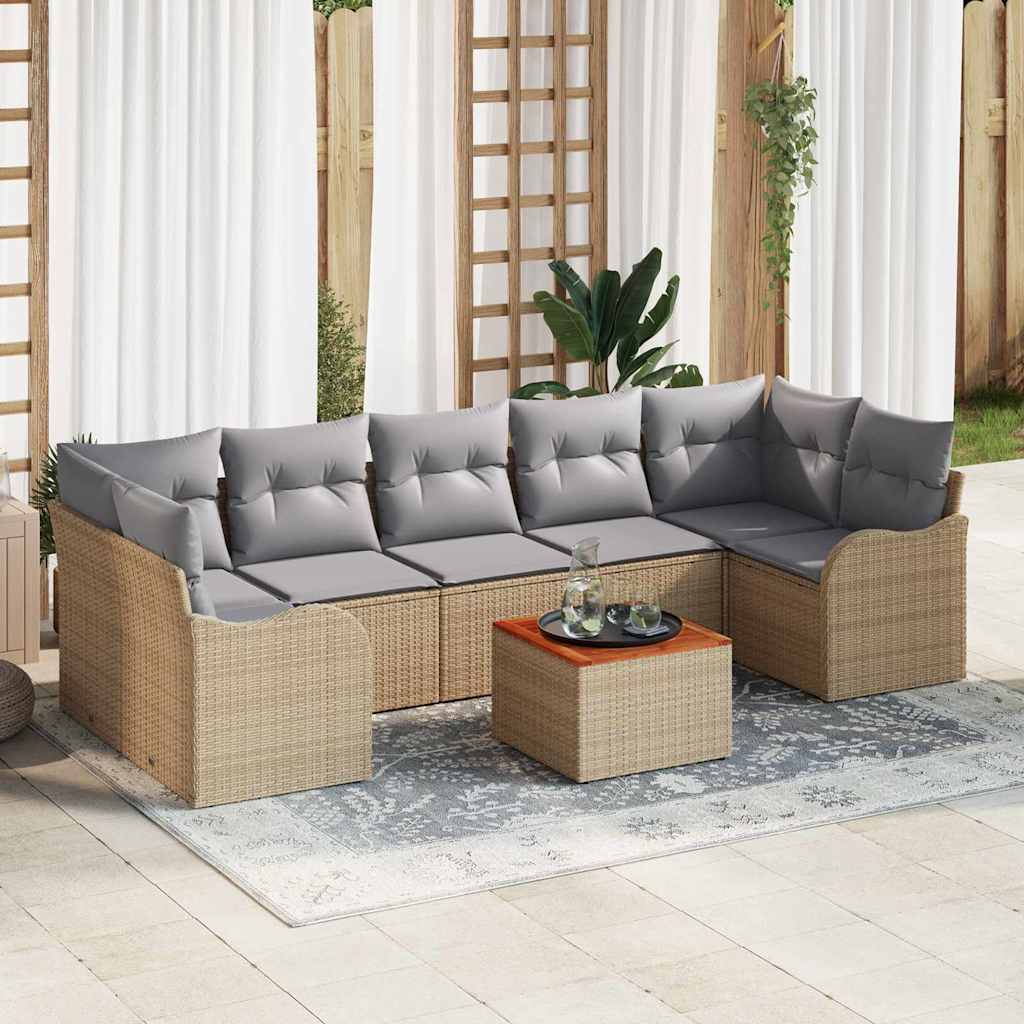 Tuinbankenset met kussen 8 pcs Beige poly rattan is nu te koop bij PeponiXL, paradijselijk wonen!
