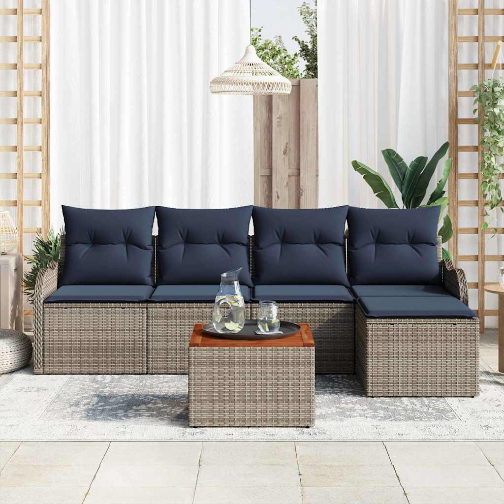 Tuinbankenset 6 st Grijs poly rattan is nu te koop bij PeponiXL, paradijselijk wonen!