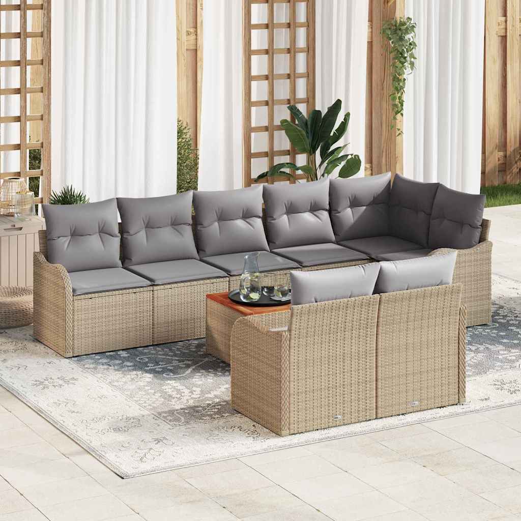 Tuinbankenset met kussen 9 pcs Beige poly rattan is nu te koop bij PeponiXL, paradijselijk wonen!