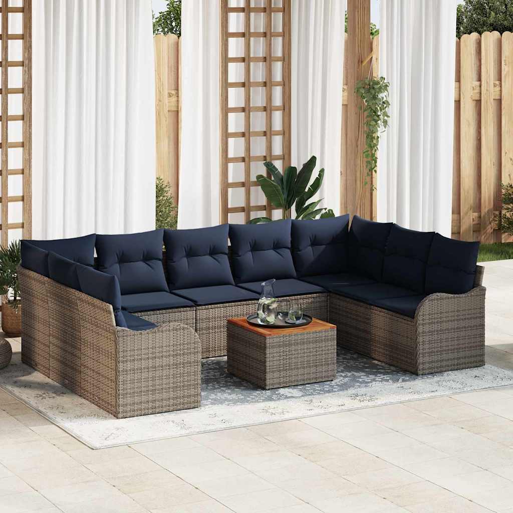 Tuinbankenset 10 st Grijs poly rattan is nu te koop bij PeponiXL, paradijselijk wonen!