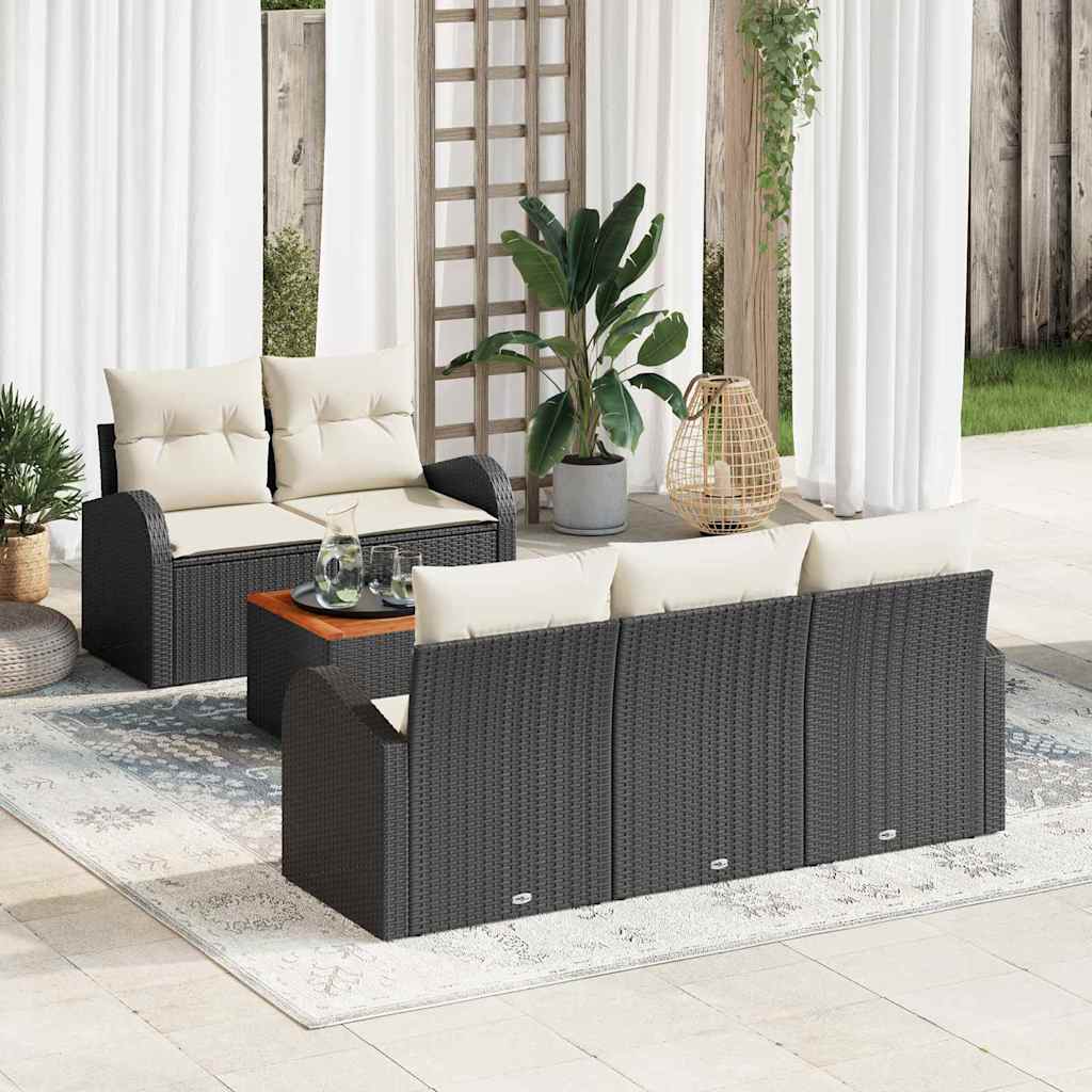 Tuinbankenset met kussen 6 pcs Zwart poly rattan is nu te koop bij PeponiXL, paradijselijk wonen!