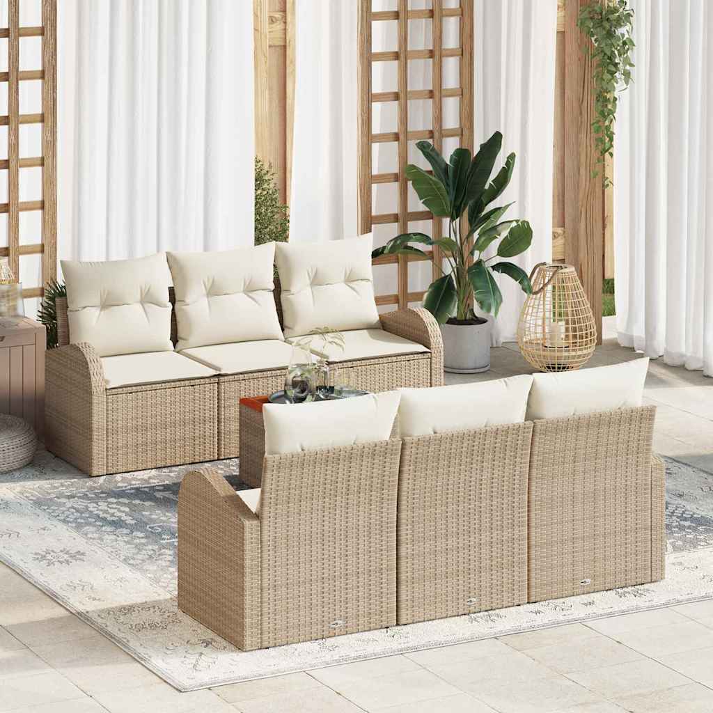 Tuinbankenset met kussen 7 pcs Beige poly rattan is nu te koop bij PeponiXL, paradijselijk wonen!