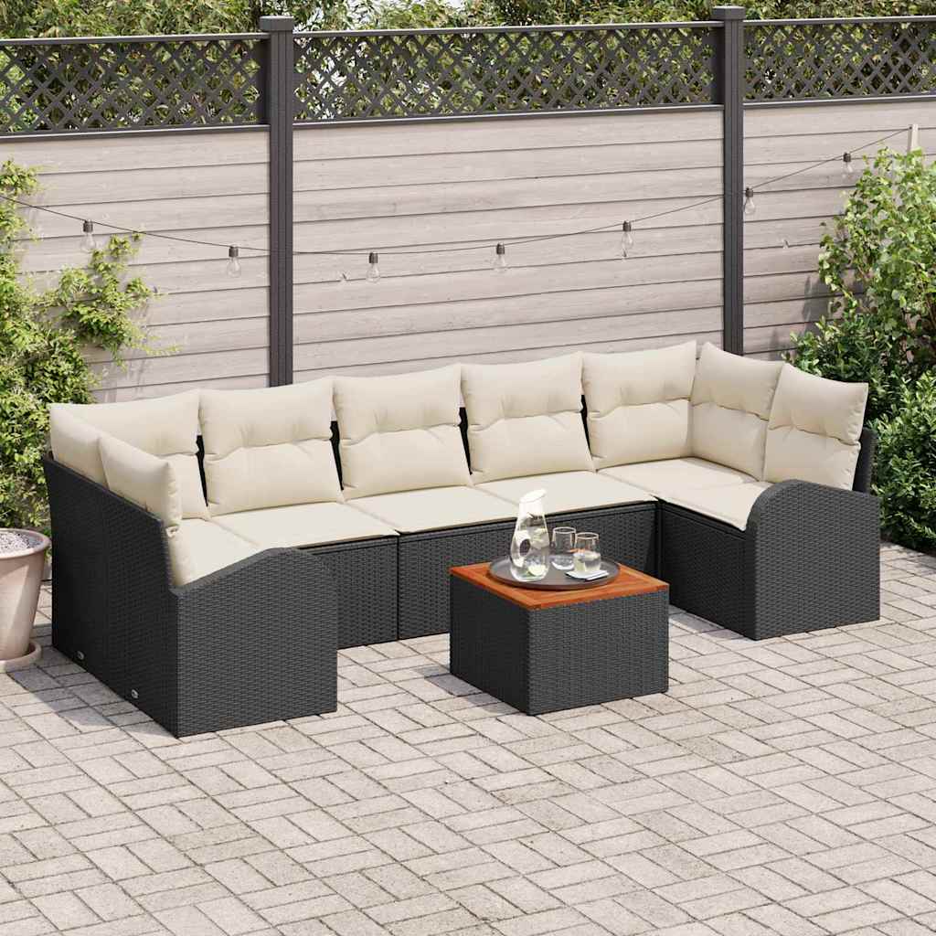 Tuinbankenset 8 st Zwart poly rattan is nu te koop bij PeponiXL, paradijselijk wonen!