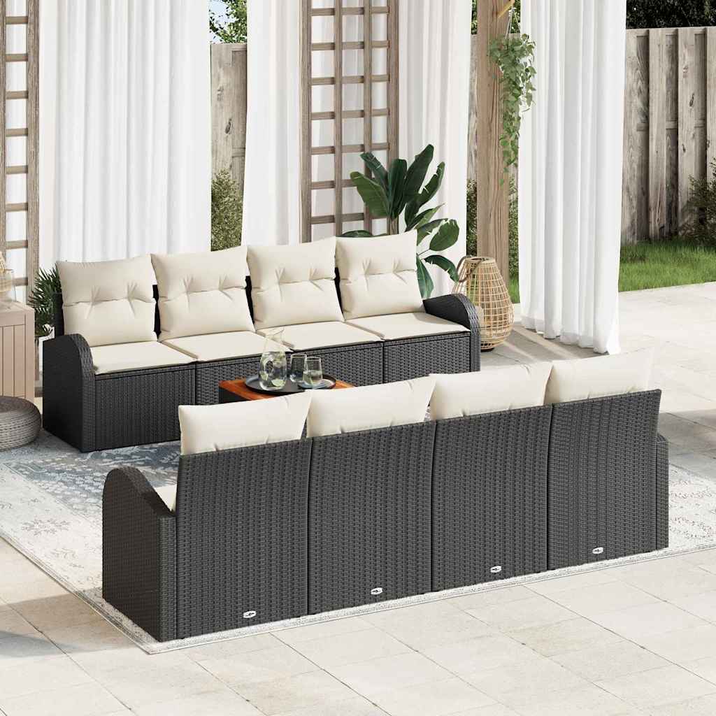 Tuinbankenset met kussen 9 pcs Zwart poly rattan is nu te koop bij PeponiXL, paradijselijk wonen!
