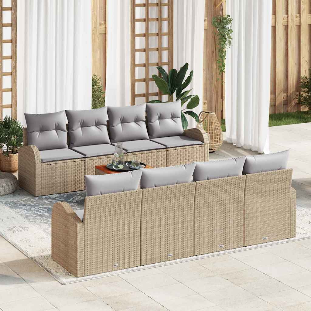 Tuinbankenset met kussen 9 pcs Beige poly rattan is nu te koop bij PeponiXL, paradijselijk wonen!