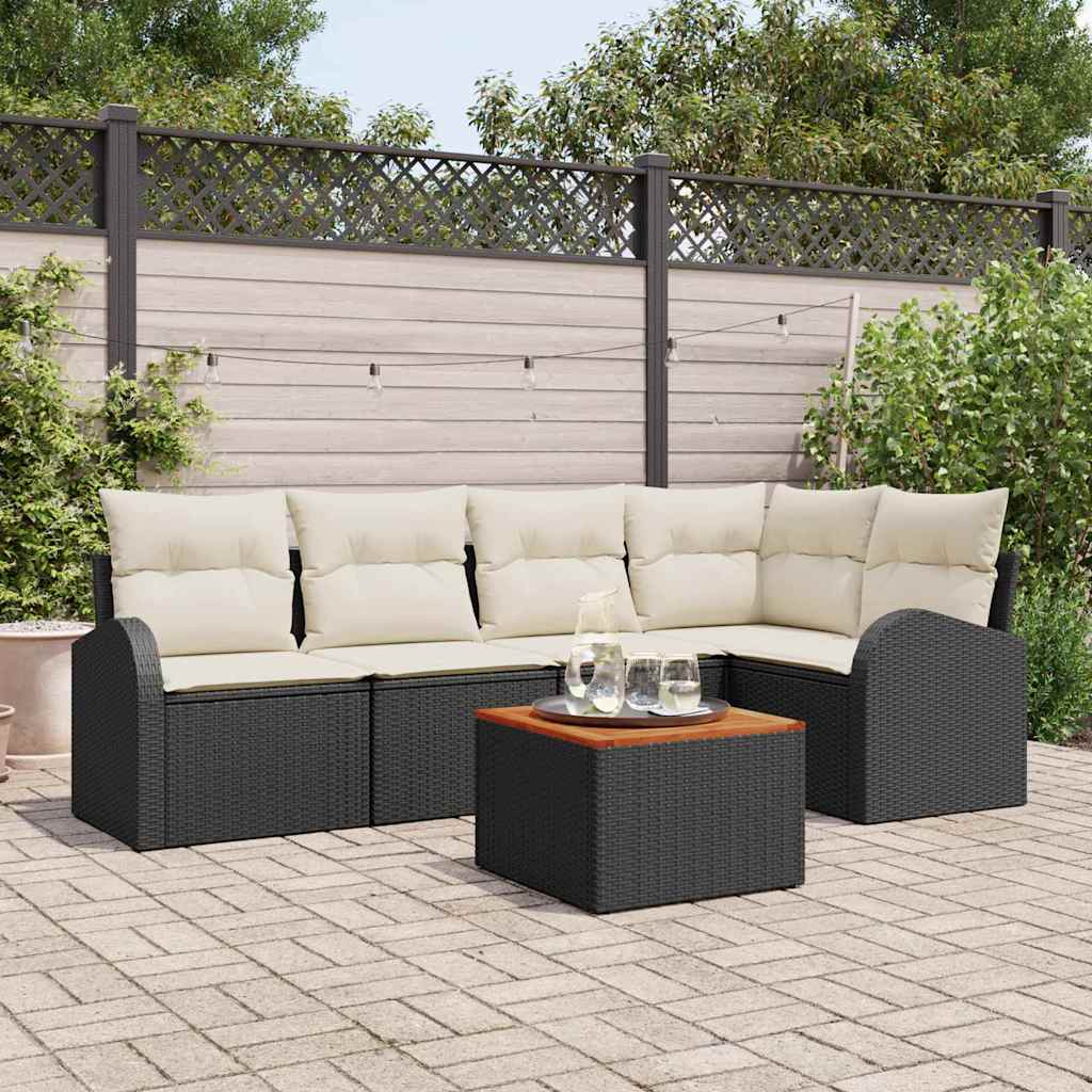 Tuinbankenset 6 st Zwart poly rattan is nu te koop bij PeponiXL, paradijselijk wonen!
