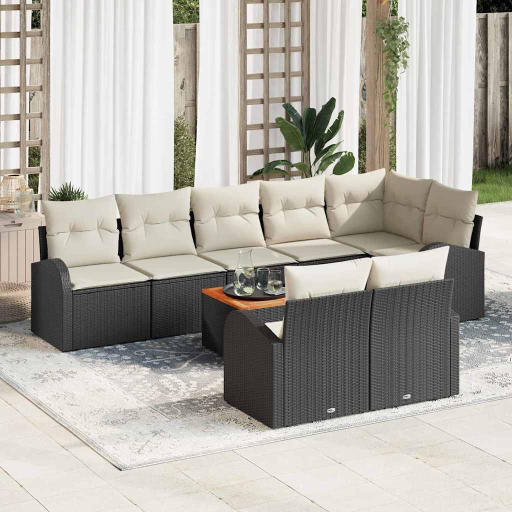 Tuinbankenset met kussen 9 pcs Zwart poly rattan is nu te koop bij PeponiXL, paradijselijk wonen!