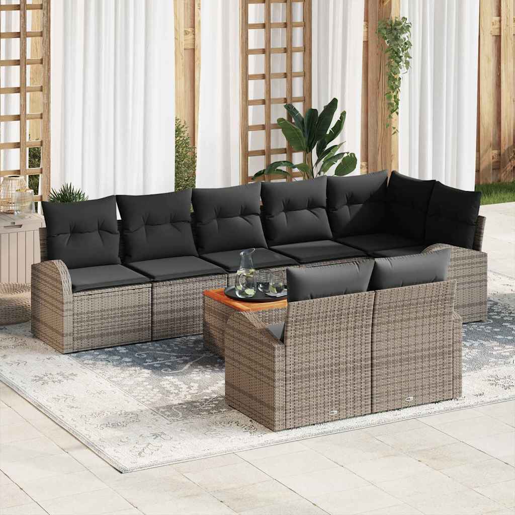 Tuinbankenset met kussen 9 pcs Grijs poly rattan is nu te koop bij PeponiXL, paradijselijk wonen!