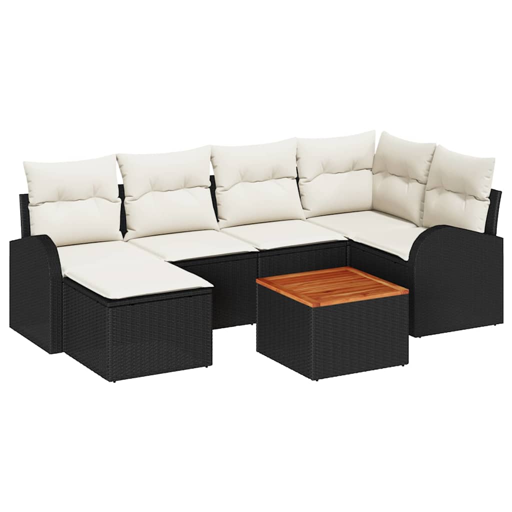 Tuinbankenset 7 st Zwart poly rattan is nu te koop bij PeponiXL, paradijselijk wonen!